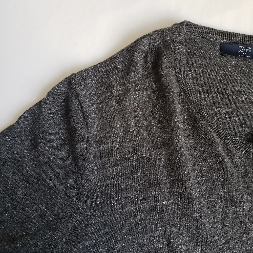 J.Crew Cotton Gray V-Neck Sweater
